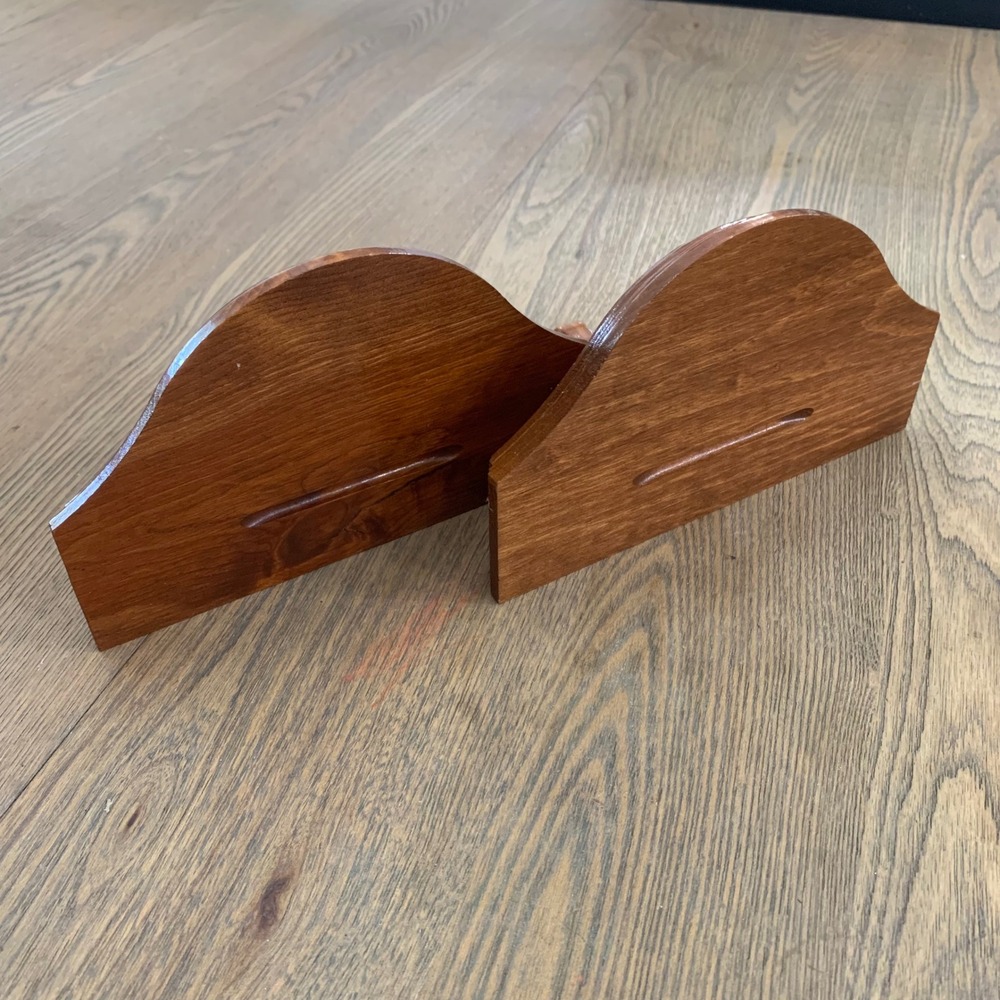 Vintage Set of 2 Wood Wall Shelves Scalloped Floating Corbel Sconces Brown Small - Picture 2 of 8